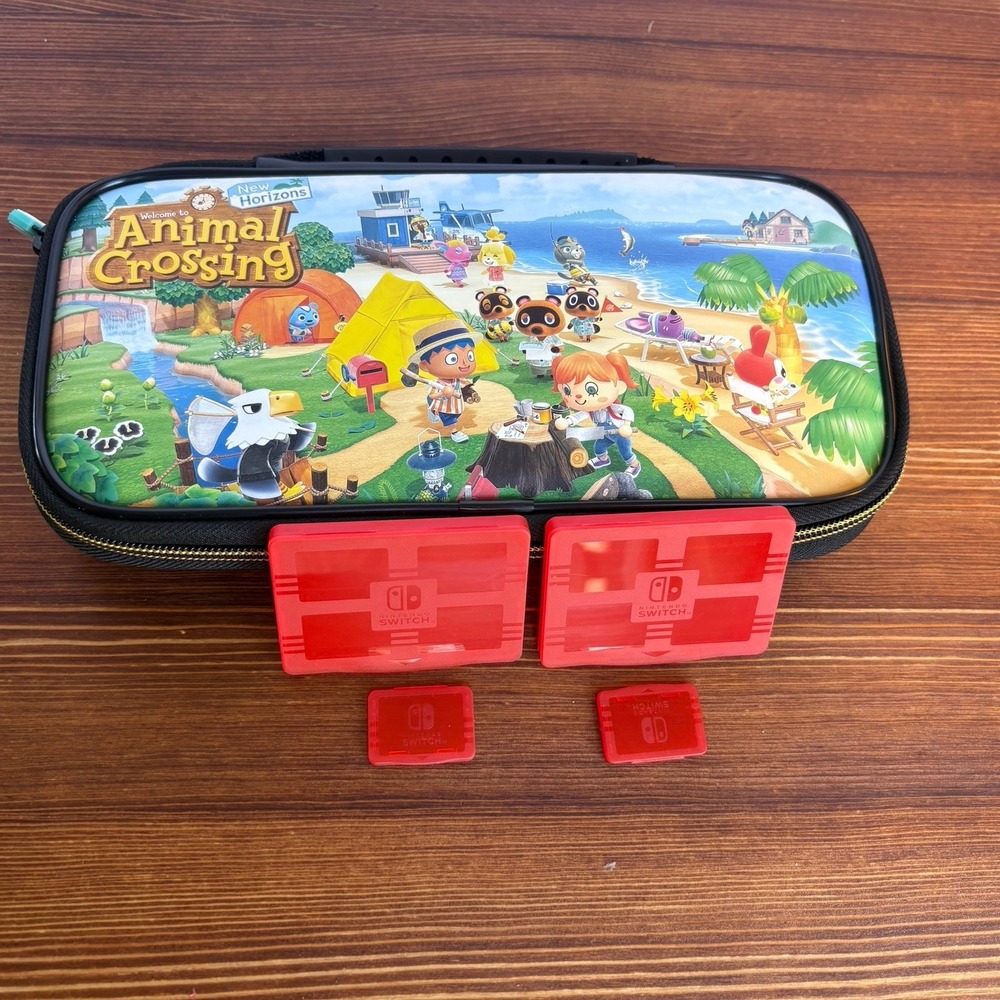 Nintendo Switch Carrying Case + 2 Game Storage Animal Crossings Full Art Deluxe